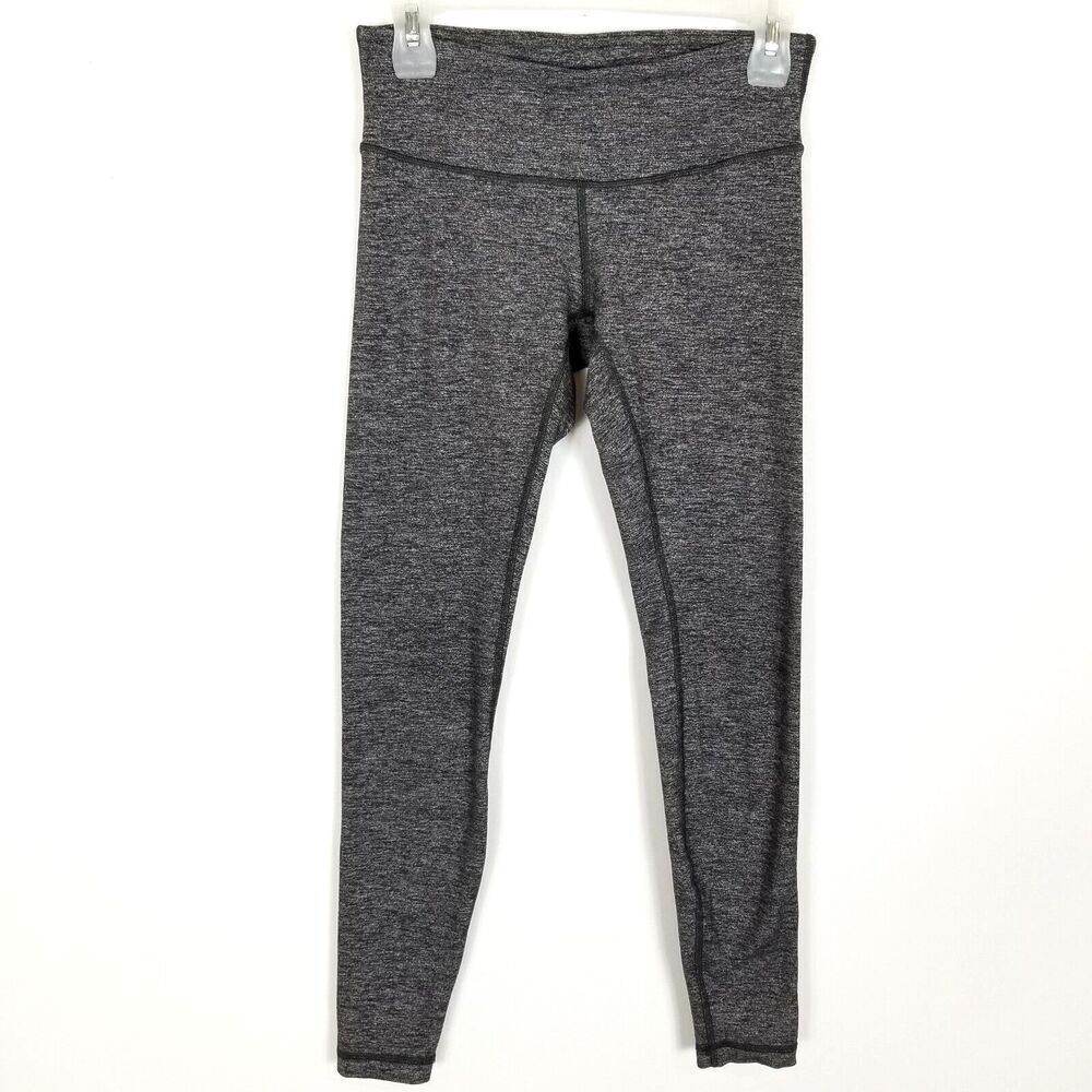 Lululemon Women Wunder Under Leggings 28" Size 6 Gray Marled Athletic